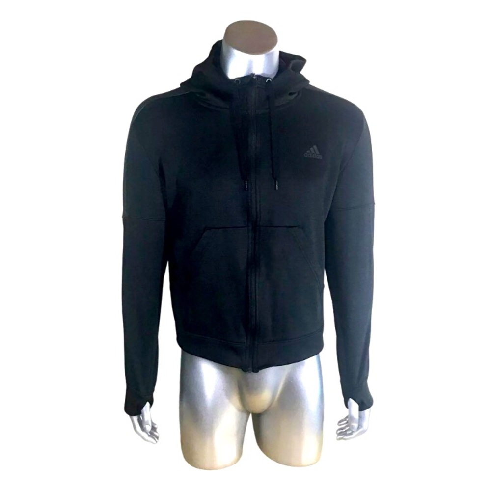 Adidas Men's Small/ Medium Climawarm Hoodie Zip Up Jacket Fleece Lined Black